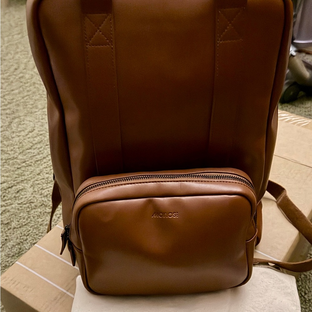 ACROSE Brown Leather Travel Bag